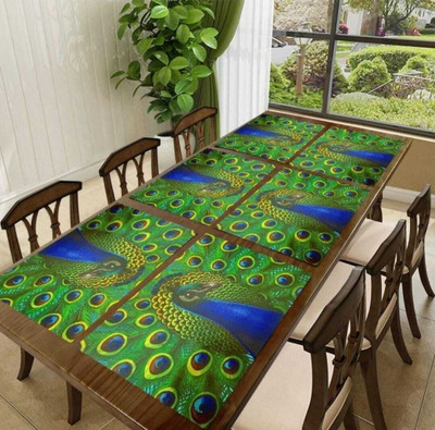 LOTUSKING Rectangular Pack of 6 Table Placemat(Green, PVC)