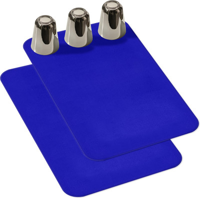 HOMESTIC Rectangular Pack of 2 Table Placemat(Blue, Microfibre)