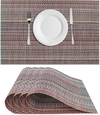 Dakshya Industries Rectangular Pack of 4 Table Placemat(Brown, PVC)