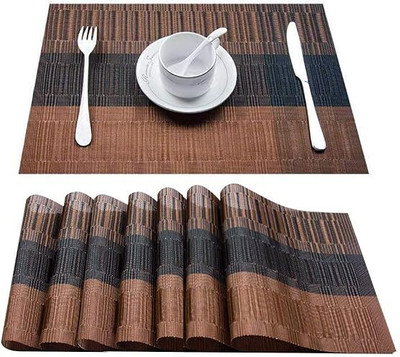 DANSR Rectangular Pack of 8 Table Placemat(Brown, Polyester)