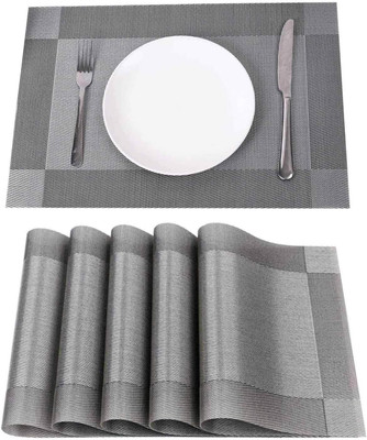 Olrada Rectangular Pack of 1 Table Placemat(Grey, PVC)