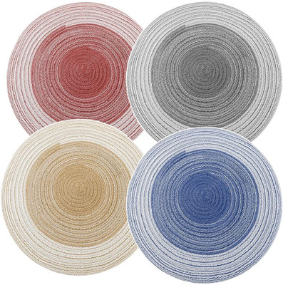 pepplo Round Pack of 4 Table Placemat(Multicolor, Cotton)