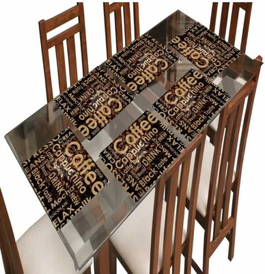 LOTUSKING Rectangular Pack of 6 Table Placemat(Brown, PVC)