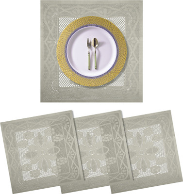 KUBER INDUSTRIES Square Pack of 4 Table Placemat(Yellow, Cotton)
