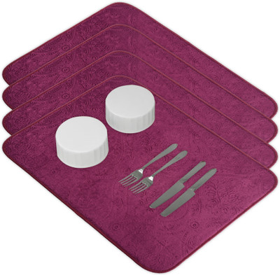KUBER INDUSTRIES Rectangular Pack of 4 Table Placemat(Purple, Microfibre)