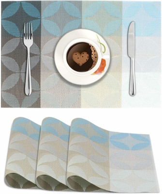 HOKiPO Rectangular Pack of 4 Table Placemat(Multicolor, PVC)