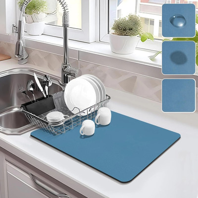 Garnishh Rectangular Pack of 1 Table Placemat(Blue, Rubber)