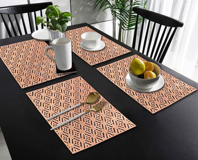 DPA Collection Rectangular Pack of 4 Table Placemat(Brown, PVC)