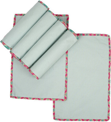 RATAN CART Rectangular Pack of 4 Table Placemat(Green, Cotton)