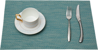 HS WORLD Rectangular Pack of 1 Table Placemat(Blue, PVC)