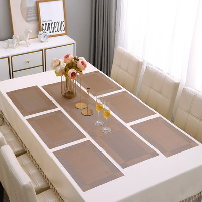 HOKiPO Rectangular Pack of 7 Table Placemat(Brown, PVC)