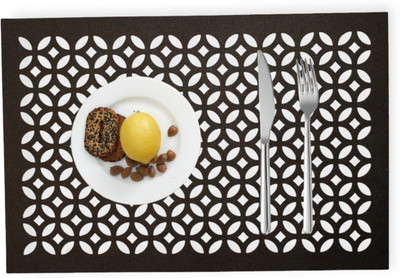 MONKDECOR Rectangular Pack of 6 Table Placemat(Black, Suede)