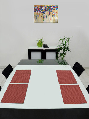 Saral Home Rectangular Pack of 4 Table Placemat(Maroon, Cotton)