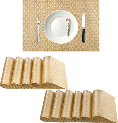 KUBER INDUSTRIES Rectangular Pack of 12 Table Placemat(Gold, Polyester)