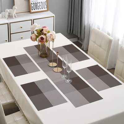 HOKiPO Rectangular Pack of 5 Table Placemat(Brown, PVC)
