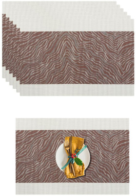 Daidokoro Rectangular Pack of 6 Table Placemat(Brown, Beige, White, PVC)