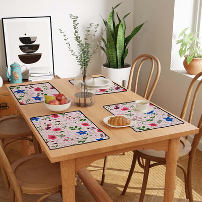shrinitya Rectangular Pack of 6 Table Placemat(Multicolor, Polyester)