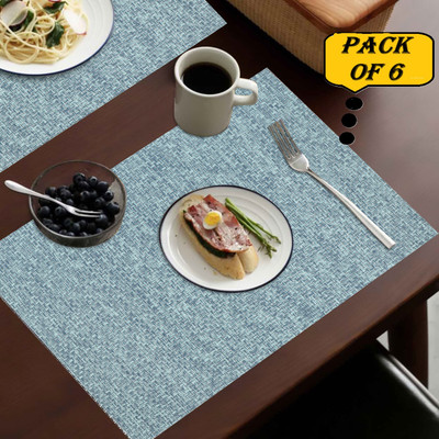 Dakshya Industries Rectangular Pack of 6 Table Placemat(Blue, PVC)