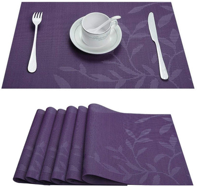 HomeHunt Rectangular Pack of 6 Table Placemat(Purple, PVC)