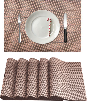 KUBER INDUSTRIES Rectangular Pack of 6 Table Placemat(Maroon, Polyester)