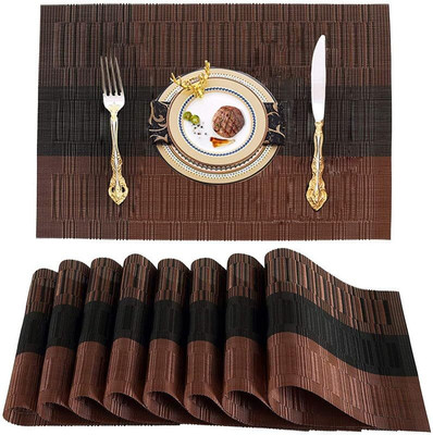 KARMIKA Rectangular Pack of 1 Table Placemat(Black, Brown, PVC)