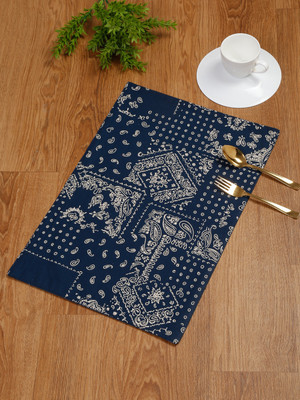 RATAN CART Rectangular Pack of 4 Table Placemat(Blue, Cotton)