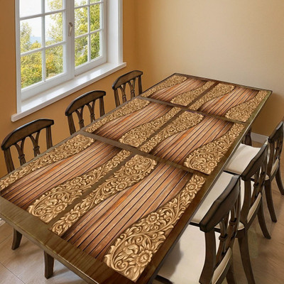 REVEXO Rectangular Pack of 6 Table Placemat(Brown, PVC)