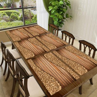 LooMantha Rectangular Pack of 6 Table Placemat(Gold, PVC)