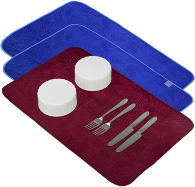 Heart Home Rectangular Pack of 3 Table Placemat(Multicolor, Microfibre)