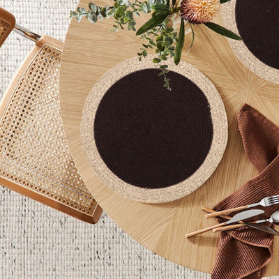 LADLI JEE Round Pack of 1 Table Placemat(Brown, Cotton)