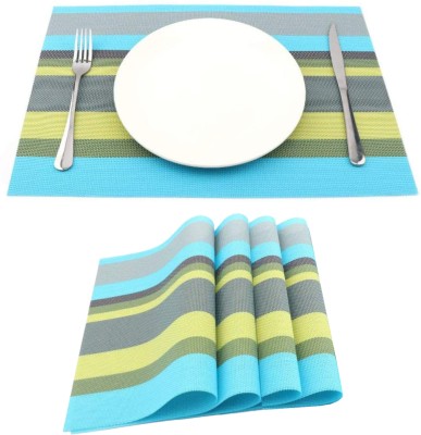 YELONA Rectangular Pack of 4 Table Placemat(Light Blue, Multicolor, PVC)