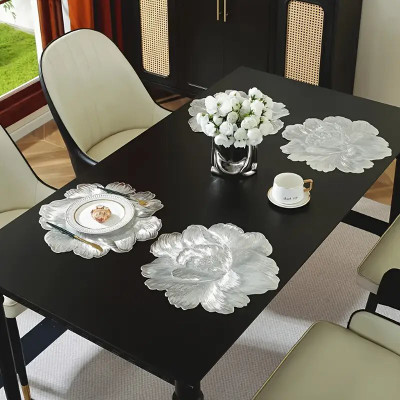 DPA Collection Round Pack of 4 Table Placemat(Silver, PVC)
