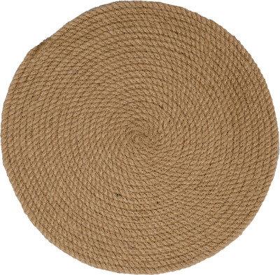 Sui Dhagga Round Pack of 4 Table Placemat(Brown, Jute)
