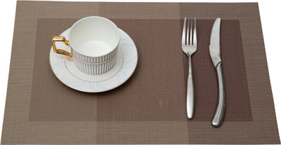 HS WORLD Rectangular Pack of 1 Table Placemat(Brown, PVC)
