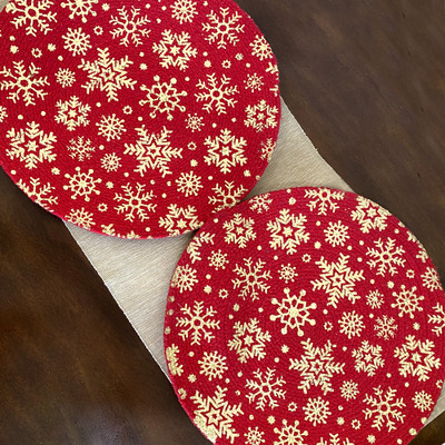 Shoogloo Mart Round Pack of 2 Table Placemat(Red, Jute)
