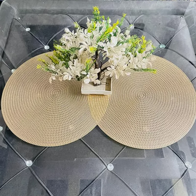 RELOOK INDUSTRIES Round Pack of 4 Table Placemat(Gold, PVC)
