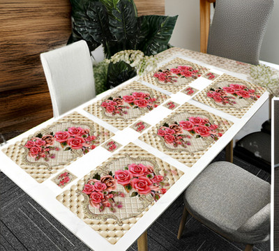 REVEXO Rectangular Pack of 6 Table Placemat(Multicolor, Gold, PVC)