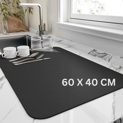 VENDIFY Rectangular Pack of 1 Table Placemat(Black, Rubber)