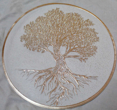 Kritvi Round Pack of 2 Table Placemat(Gold, Polyester)