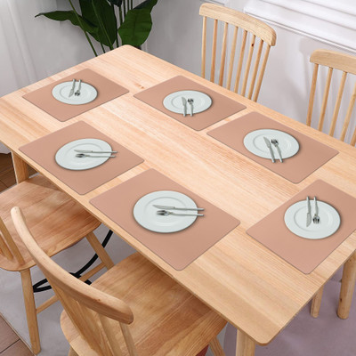KUBER INDUSTRIES Rectangular Pack of 6 Table Placemat(Brown, PVC)