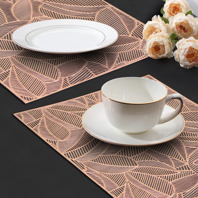 Dakshya Industries Rectangular Pack of 2 Table Placemat(Brown, PVC)