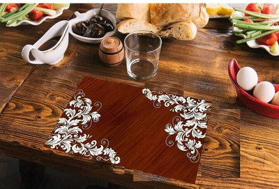LOTUSKING Rectangular Pack of 6 Table Placemat(Maroon, PVC)