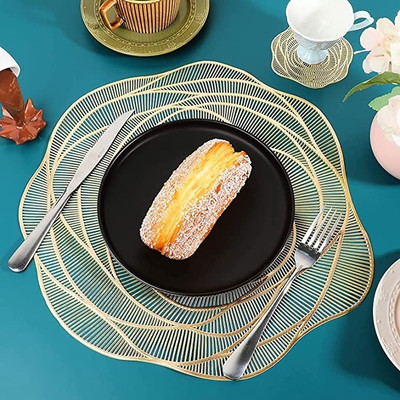 Kritvi Round Pack of 2 Table Placemat(Gold, Polyester)