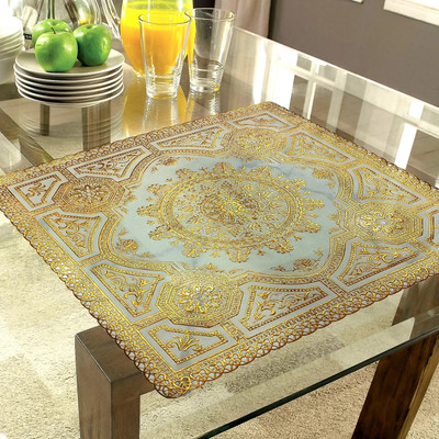 Kanushi Industries Square Pack of 1 Table Placemat(Gold, PVC)