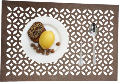 MONKDECOR Rectangular Pack of 4 Table Placemat(Brown, Leather)