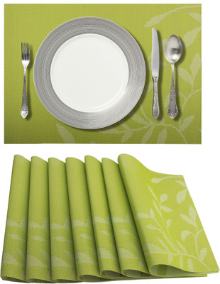 KitchEase Rectangular Pack of 7 Table Placemat(Light Green, PVC)