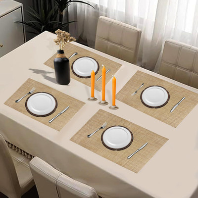 HomeCloud Rectangular Pack of 4 Table Placemat(Peach, PVC)