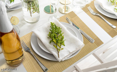 Baskety Rectangular Pack of 2 Table Placemat(Gold, PVC)