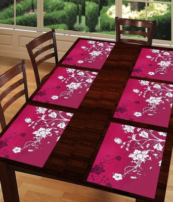 SANRAKSSHAN Rectangular Pack of 6 Table Placemat(Purple, PVC)