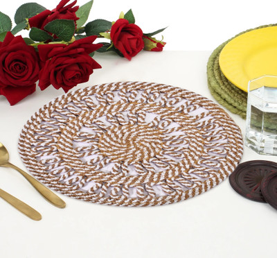 TSUKUYOMI Round Pack of 2 Table Placemat(White, Cotton)
